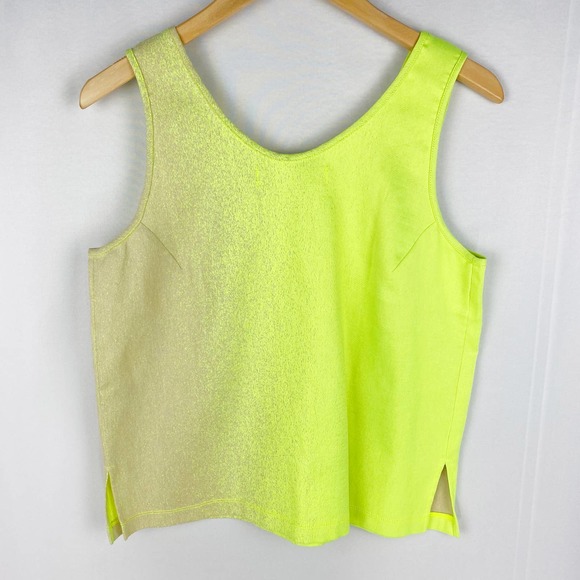 Martel NYC Tank Top Neon Yellow Gradient Scoop Neck SS2015 L - Picture 2 of 9